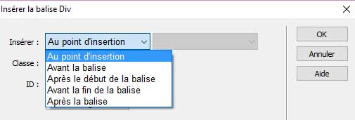 Insérer balise DIV