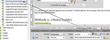 Lien hypertexte Dreamweaver